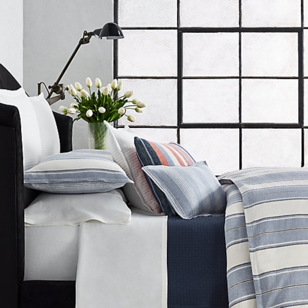 Ralph Lauren Oakview Full Queen Duvet Cover 2 Standard Shams MSRP $585 Blue